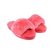 Меховые домашние тапочки UGG Fur Slides - Розовые