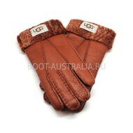 Мужские Меховые Перчатки UGG Australia Leather Red - 1016