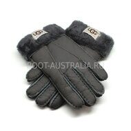 Мужские Меховые Перчатки UGG Australia Leather Dark Grey - 1013