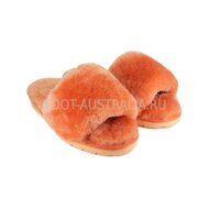 Меховые домашние тапочки UGG Fur Slides - Оранжевые